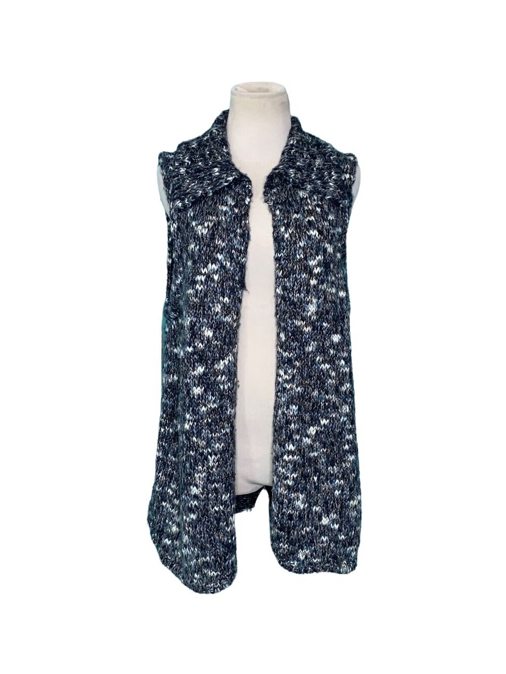 Chico's marbled black knit sweater vest shrug cardigan size 2- large